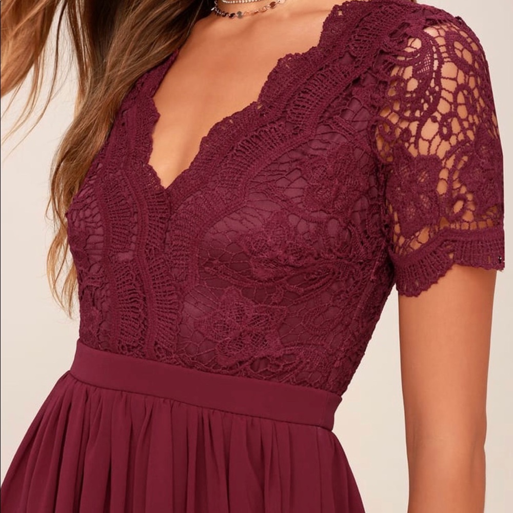 Angel in Disguise Burgundy Lace Skater Dress